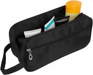 Black Soft Zipped Travel Toiletry Bag Men Shaving Women Cosmetics Supply Organizer Case Dopp Kit