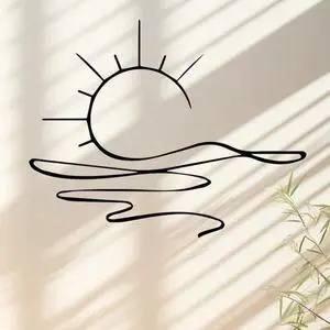 FstNiceTed Minimalist Sunrise Wall Art  Modern Metal Iron Wall Decor, Abstract Sun Line Design for Home | Elegant Housewarming & Wedding Gift, Versatile