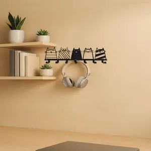 FstNiceTed Feline Utility Hooks - Whimsical Cat Silhouette Wall Organizer, Space-Saving Pet-Lover's Decor for Entryway Kitchen Bedroom, Durable Key Hooks for Keys Leashes Accessories Wall Sculptures