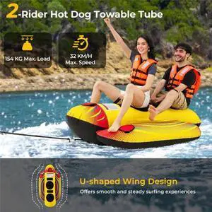 FstNiceTed Yellow Inflatable Towable Tube Banana Boat for Boating