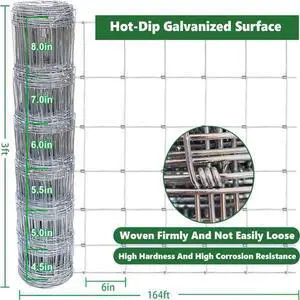 FstNiceTed Farm Fence 3ft x 164ft 14Gauge Heavy Zinc Coating Cattle Fence,Galvanized Field Wire Fencing Wire Fencing for Yard Livestock & Animals Protection