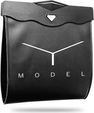 Tesla Model Y Trash Can, Back Seat Garbage Bag with Hanging Magnetic Buckle Waterproof (Black)