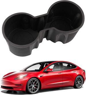 Tesla Model 3 Center Console Cup Holder Inserts for 2021 Model 3/Y TPE Car Interior Accessories Fit Bottle & Cell Phone (2 Cup Black)