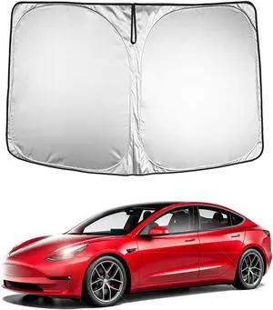 Arcoche Tesla Model 3 Windshield Sunshade Folding UV/Heat Insulation Film Cover Fit 2017-2021 Tesla M3