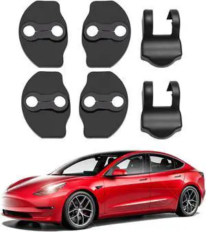 Tesla Model 3 Door Lock Cover Protector Model Y Accessories Latches Covers,ABS Door Stopper 6 Pcs(Matte Black)