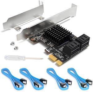 Ziyituod PCIe SATA Card 4 Ports with 4 SATA Cables, SATA 3.0 Controller Expansion Card with Low Profile Bracket, PCI-E X1 3.0 Gen3 (6Gbps) Boot as System Disk, Non Raid, Support 4 SATA 3.0 Devices