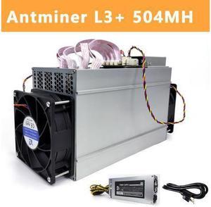 ANTMINER L3+ 504MH/S ( New 110V-220V PSU and US Power Cord Included ) Scrypt Litecoin Miner LTC Mining Machine ASIC Miner Superior to BITMAIN ANTMINER L3 L7 S9 S11 S17 S19 T17 E9