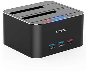 USB 3.0 to SATA Dual Bay External Hard Drive Docking Station for 2.5/3.5 Inch HDD SSD with Hard Drive Duplicator/Offline Clone Function/2 USB 3.0 Ports/1 USB Fast Charge Port, Support 12TB USB 3.0 to SATA Dual Bay External Hard Drive Docking Station for 2.5/3.5 Inch HDD SSD with Hard Drive Duplicator/Offline Clone Function/2 USB 3.0 Ports/1 USB Fast Charge Port, Support 12TB