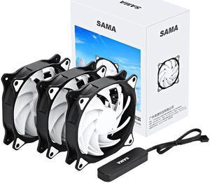 SAMA SF200 3 in 1 Case Fans with Fan Hub 4Pin PWM 120mm PC Fan 12v High Airflow Premium Quiet Mode Computer Cooling Case Black White