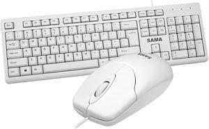 SAMA MK150 Wired Keyboard and Mouse Combo for Windows, Optical Wired Mouse, Full-Size Keyboard, USB Plug-and-Play, Compatible with PC, Laptop - White