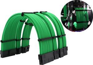 SAMA 5Pcs Extension Cable set Male To Female 24PIN Motherboard 4+4Pinx2 CPU EPS 6+2Pinx2 GPU PCI-E Cable 300mm Extension Kit green