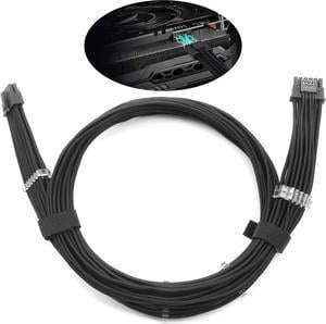 SAMA PCI-E 5.0 GPU Cable 12+4 to 12+4PIN Sleeved PSU Cable 12VHPWR Plug Connector 700mm Compatiblert RTX 3090ti  4080 4090 Black
