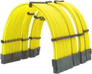 SAMA 4Pcs Yellow Extension Cable Male To Female 24PIN Motherboard 4+4Pinx2 CPU EPS 6+2Pinx2 GPU PCI-E Cable 300mm Extension Kit