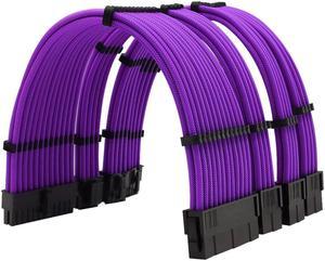 SAMA 5Pcs  Extension Cable Male To Female 24PIN Motherboard 4+4Pinx2 CPU EPS 6+2Pinx2 GPU PCI-E Cable 300mm Extension Kit purple