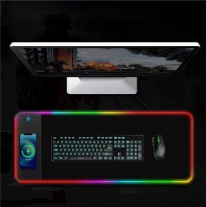 SAMA Wireless Charging RGB Mouse Pad Gaming LED Mouse Mat 800x300x4MM 14 Light Modes Non-Slip Rubber Base Computer Keyboard Mat for iPhone Samsung and Qi-enabled Devices