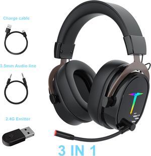 SAMA G1000 Gaming Headphone 24G Bluetooth Wireless Noise Cancelling Surround Sound RGB Headset Detachable Microphone Ear Headphones For PS4 PC XBOX PS5 Black