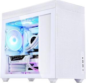SAMAIM01 Pro White Tempered Glass Micro ATX Mid Tower Gaming Computer Case, Type-C USB3.0*2 w/1x120mm silent fan pre-installed