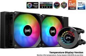 SAMA T240 Black liquid Cooler 360mm ARGB AIO Radiator LCD Temperature Display Screen  CPU Cooler with PWM Silent Fans