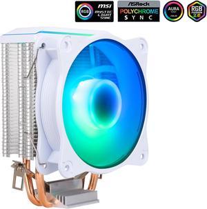 SAMA KA200DW RGB CPU Air Cooler with 9cm fan 2 Copper Heat Pipes For AMD Intel Universal Gaming Computer Cooling Radiator White