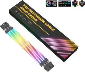 SAMA 2*8PIN Addressable RGB Power Extension Cable Double Side Lighting Mode for CPU PCIE ATX/Matx Case PC Computer Black