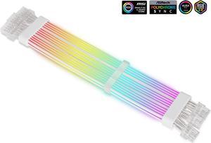 SAMA 3*8PIN Addressable RGB Power Extension Cable Double Side Lighting Mode for PCIE GPU ATX/Matx Case PC Computer White