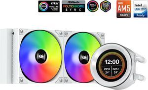 SAMA SM240 PRO White liquid Cooler 360mm ARGB AIO Radiator 2.8-inch LCD Video Temperature Display Screen CPU Cooler with PWM Silent Fans