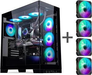 SAMA 4503 Mid Tower ATX Gaming PC Computer Case Black 4 Addressable RGB Fans PreInstalled Back Plug Motherboard Design 270 Degree Double Side Large Tempered Glass Side Panels