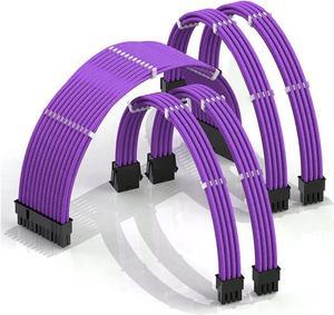 SAMA 5Pcs  Extension Cable Male To Female 24PIN Motherboard 4+4Pinx2 CPU EPS 6+2Pinx2 GPU PCI-E Cable 300mm Extension Kit purple