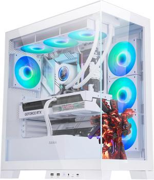 SAMA 4503 Dual USB30 and Type C Tempered Glass ATX Mid Tower Gaming PC Computer Case w 4 x 120mm ARGB Fans 3 x MB Side 1 x Rear PreInstalled Back Plug Motherboard Design