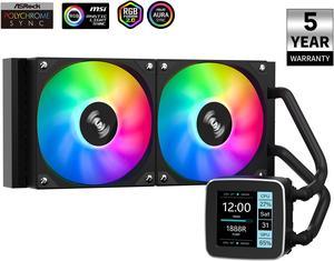 SAMA LD240 PRO AIO 240mm Liquid Cooler 2.8 inch Screen LCD Display CPU Cooler , Gaming Computer PC Cooler with 2 ARGB PWM Silent Fans