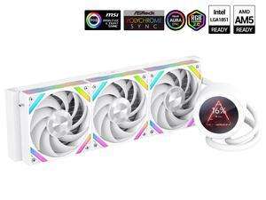 SAMA Q70 White CPU Liquid Cooler, 360MM Liquid Water AIO CPU Cooler with 2.8" LCD Display, Magnetic Detachable, XT120 Modular Fans LCP Blade, Bonus Stands, 115X, 2011, 1200, 1700, AM4, AM5 AIO Cooler
