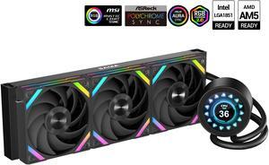 SAMA Q70 Black CPU Liquid Cooler, 360MM Liquid Water AIO CPU Cooler with 2.8" LCD Display, Magnetic Detachable, XT120 Modular Fans LCP Blade, Bonus Stands, 115X, 2011, 1200, 1700, AM4, AM5 AIO Cooler