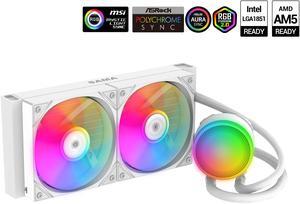 SAMA L40 CPU Liquid Cooler, 240mm AIO Cooler 4pin PWM Quiet Fans - FDB Bearings ARGB Water Cooling, White CPU Cooler Compatible LGA 1366/115X/2011/1200/1700 and AM4 AM5