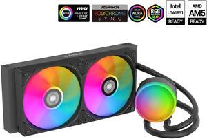 SAMA L40 CPU Liquid Cooler, 240mm AIO Cooler 4pin PWM Quiet Fans - FDB Bearings ARGB Water Cooling, Black CPU Cooler Compatible LGA 1366/115X/2011/1200/1700 and AM4 AM5