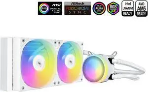 SAMA L40 CPU Liquid Cooler, 240mm AIO Cooler 4pin PWM Quiet Fans - FDB Bearings ARGB Water Cooling, White CPU Cooler Compatible LGA 1366/115X/2011/1200/1700 and AM4 AM5