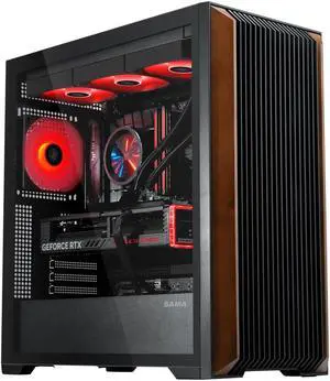 SAMA Z60 Black Genuine Walnut Wood PC Case, ATX Mid Tower, Pre-Installed 4x 140mm ARGB PWM Fans, Supports 360mm Radiator on Top, Type-C Port, Supports E-ATX/ATX/M-ATX/ITX, Full Tower Computer Case