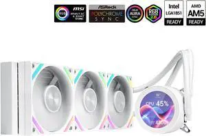 SAMA Q70 White CPU Liquid Cooler, 360MM Liquid Water AIO CPU Cooler with 2.8" LCD Display, Magnetic Detachable, XT120 Modular Fans LCP Blade, Bonus Stands, 115X, 2011, 1200, 1700, AM4, AM5 AIO Cooler