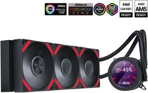 SAMA Q70 Black CPU Liquid Cooler, 360MM Liquid Water AIO CPU Cooler with 2.8" LCD Display, Magnetic Detachable, XT120 Modular Fans LCP Blade, Bonus Stands, 115X, 2011, 1200, 1700, AM4, AM5 AIO Cooler