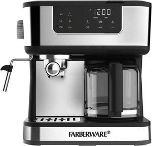 Farberware Dual Brew, 10 Cup Coffee + Espresso, Black and Stainless Finish, Touc