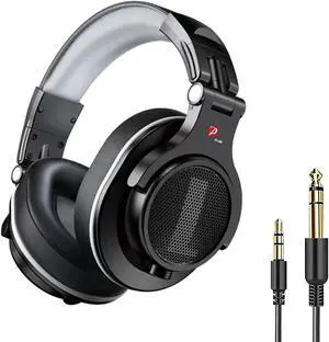 Prosonic DJ2G Over-Ear Headphone, Wired Bass Headset with 40mm Driver, Foldable Lightweight Headphones with Shareport and Mic for Recording Monitoring Mixing Podcast Guitar PC TV (Black Grey)