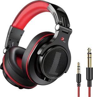 Prosonic DJ2G Over-Ear Headphone, Wired Bass Headset with 40mm Driver, Foldable Lightweight Headphones with Shareport and Mic for Recording Monitoring Mixing Podcast Guitar PC TV (Red)