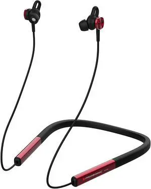 Prosonic N10 Wireless Neckband Headphones with 12mm Drivers, 12 Hours Playtime, HD Stereo Crystal Clear Sound, IPX5 Waterproof, Sporty and Ergonomic Neck Hanging Design (Black Burgundy)
