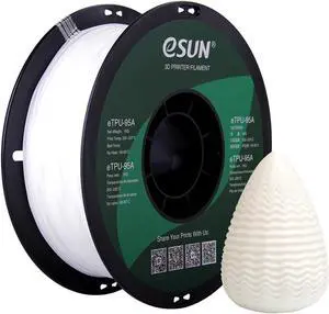 eSUN Flexible TPU Filament 1.75mm, 3D Printer Filament TPU-95A, Dimensional Accuracy +/- 0.05mm, 1KG Spool (2.2 LBS) 3D Printing Filament for 3D Printers White