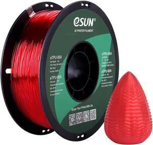 eSUN Flexible TPU Filament 1.75mm, 3D Printer Filament TPU-95A, Dimensional Accuracy +/- 0.05mm, 1KG Spool (2.2 LBS) 3D Printing Filament for 3D Printers Transparent Red