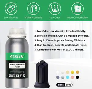 eSUN 405nm LCD UV Curing Water Washable Resin for Photon LCD 3D Printer 500G Black