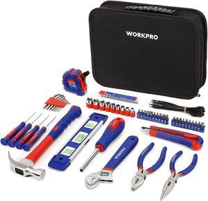 WORKPRO Home Tool Kit, 100-Piece Kitchen Drawer Household Hand Tool Set with Easy Carrying Pouch