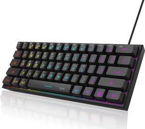 Mini 60% Gaming Keyboard, RGB Backlit 61 Key Ultra-Compact Keyboard, TS91 Ergonomic Waterproof Mechanical Feeling Office Computer Keyboard for PC, MAC, PS4, Xbox ONE Gamer(Black)