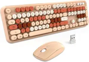 Keyboard and Mouse Sets Wireless Keyboard and Mouse Sets,Reliable 2.4 GHz Connectivity for PC,Laptop,Smart TV and More (Milk Tea Color)