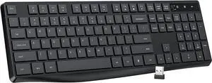 Lovaky MK98 Wireless Keyboard, 2.4G Ergonomic, Computer Keyboard, Enlarged Indicator Light, Full Size PC Keyboard with Numeric Keypad for Laptop, Desktop, Surface, Chromebook, Notebook, Black