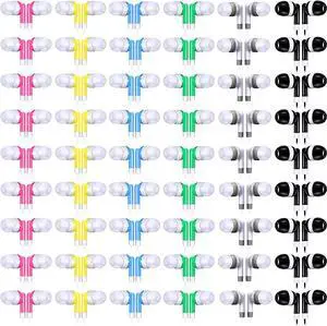 Konohan 60 Pack Earbuds Bulk Kids Headphones Earphones 6 Colors Ear Buds Bulk with Wire Individually Bagged for Students for Classroom School (Colorful,Retro)